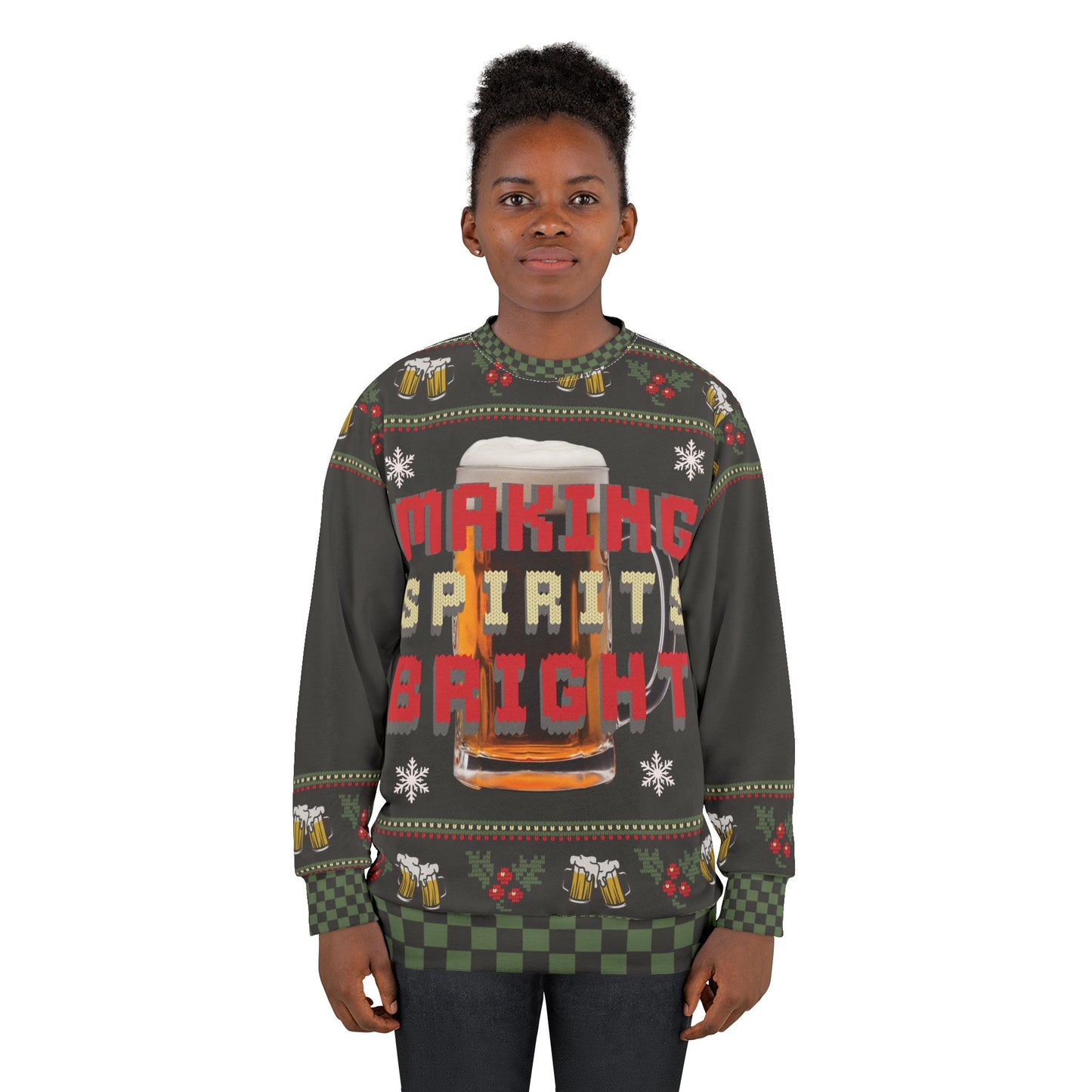 UGLY Christmas Sweater (Sweatshirt) - Mug of Beer "Makings Spirits Bright"