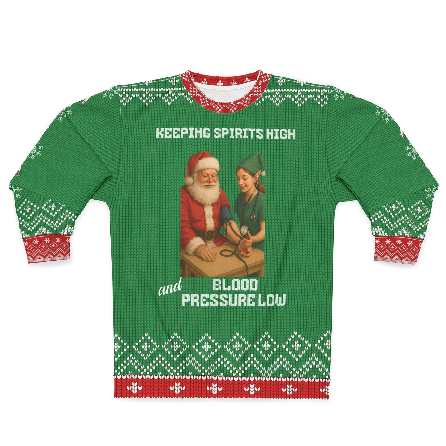 Keeping Spirits High & Blood Pressure Low Christmas Sweater | Nurse Santa Medical Ugly Xmas Sweater | RN LPN CNA Holiday Gift