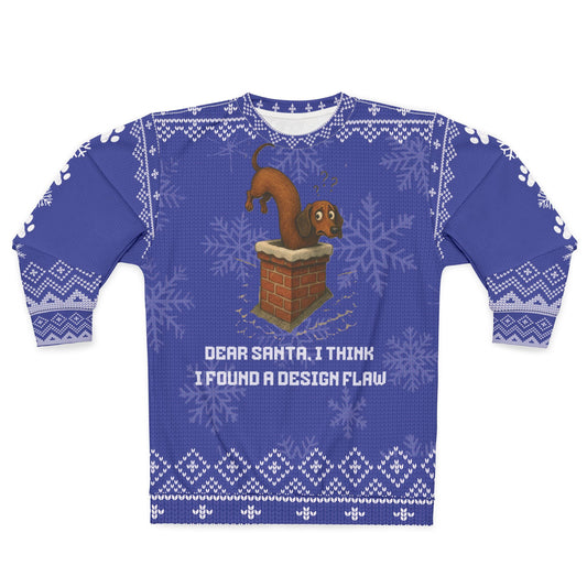 Funny Dachshund Christmas Sweater • Ugly Xmas Sweatshirt • Wiener Dog Stuck in Chimney • Cute Doxie Holiday Gift • Dog Lover Sweater