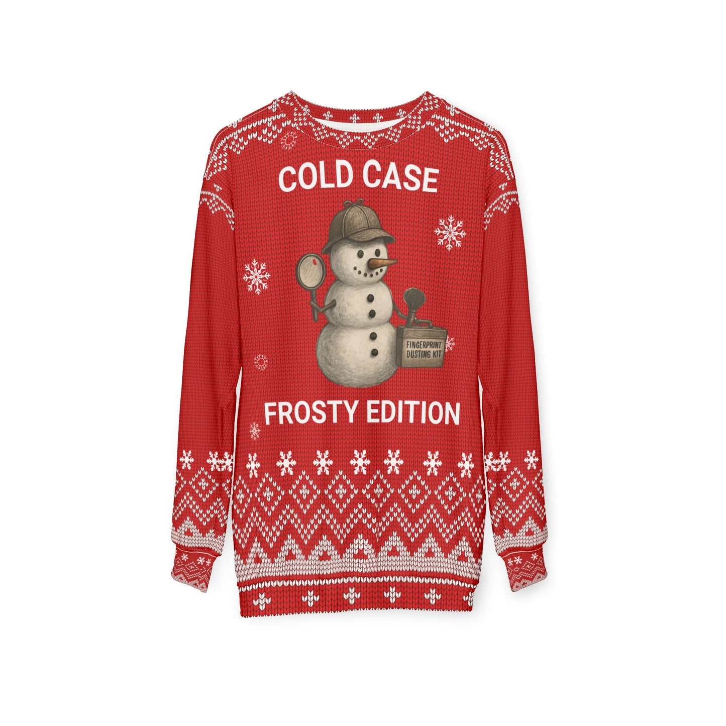 Funny Snowman Christmas Sweater – “Cold Case: Frosty Edition” Ugly Christmas Sweatshirt | Hilarious Detective Holiday Sweater for True Crime Fans