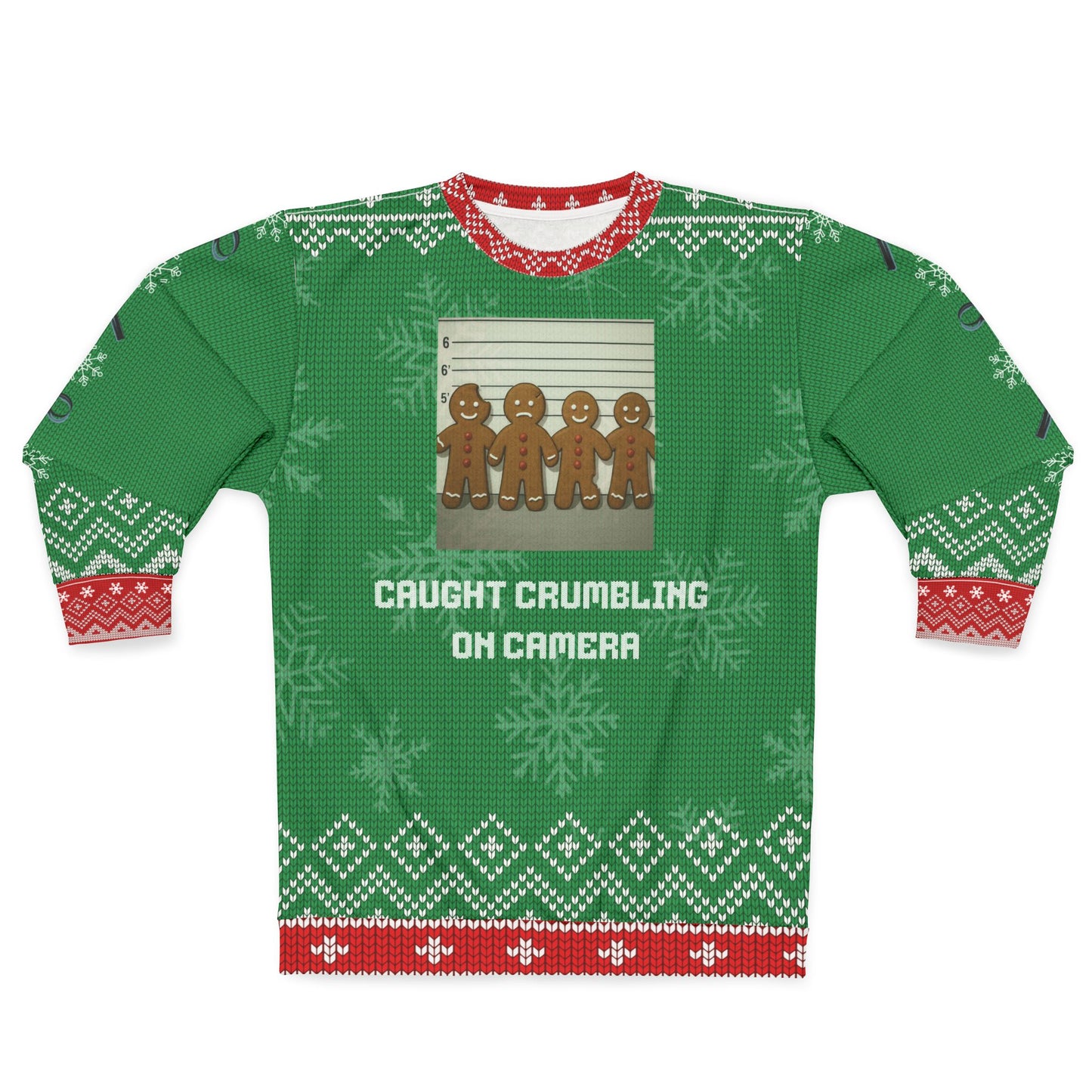 Funny Gingerbread Christmas Sweater – “Caught Crumbling on Camera” Ugly Christmas Sweatshirt | Hilarious Holiday Sweater for Cookie & Christmas Lovers