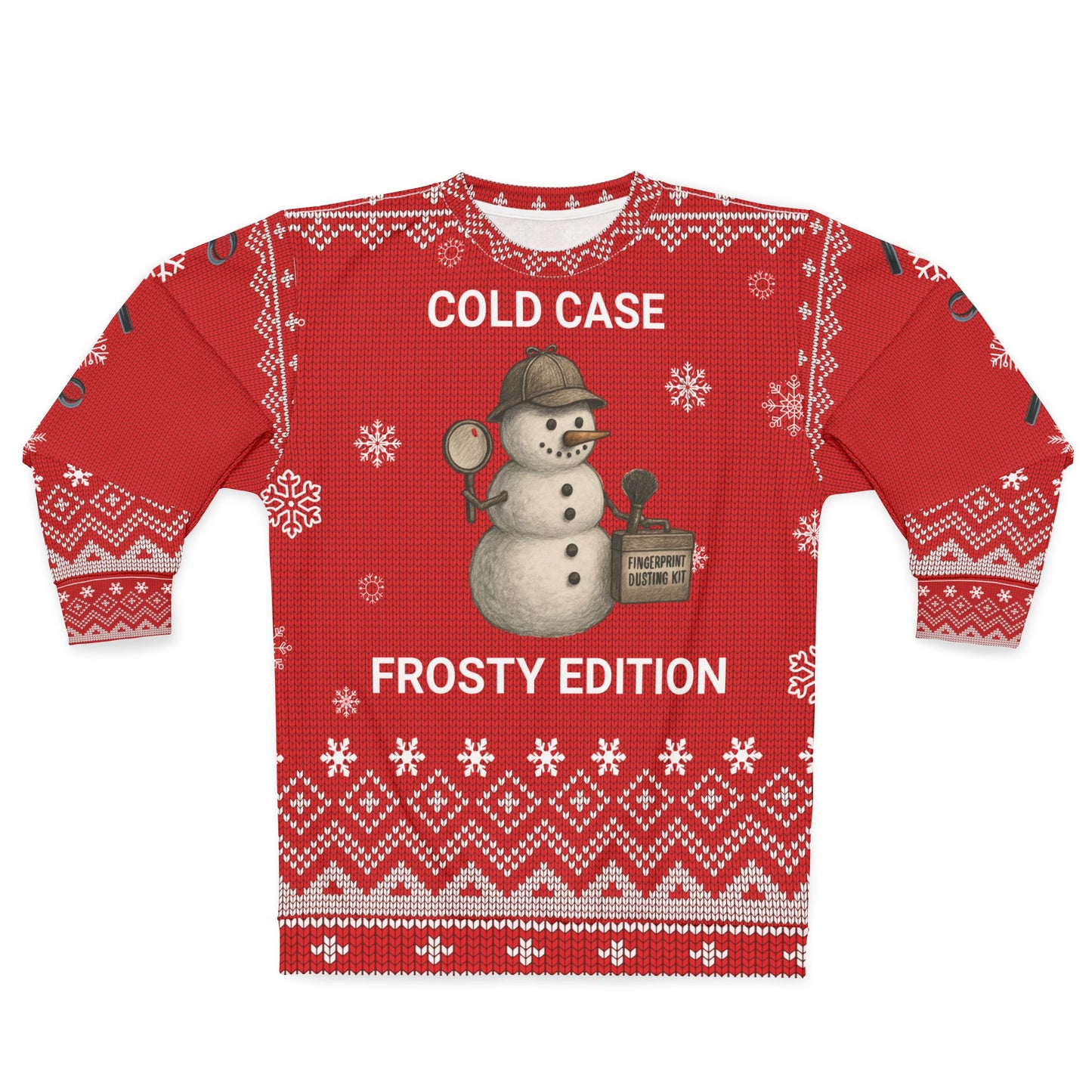 Funny Snowman Christmas Sweater – “Cold Case: Frosty Edition” Ugly Christmas Sweatshirt | Hilarious Detective Holiday Sweater for True Crime Fans