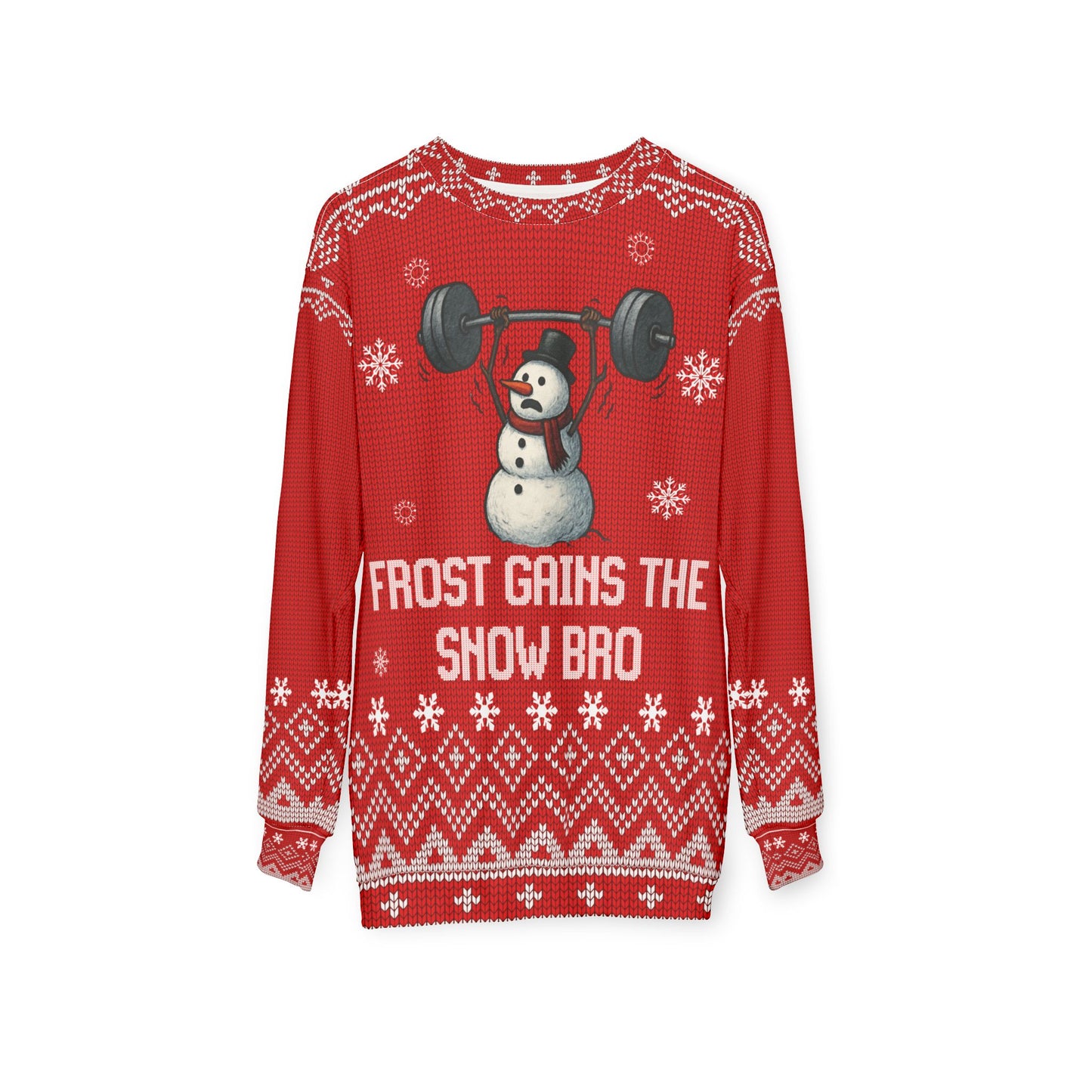 Frost Gains The Snow Bro Funny CrossFit Ugly Christmas Sweater – Gym Lover Holiday Sweatshirt, Fitness Christmas Gift, Bodybuilder Xmas Jumper
