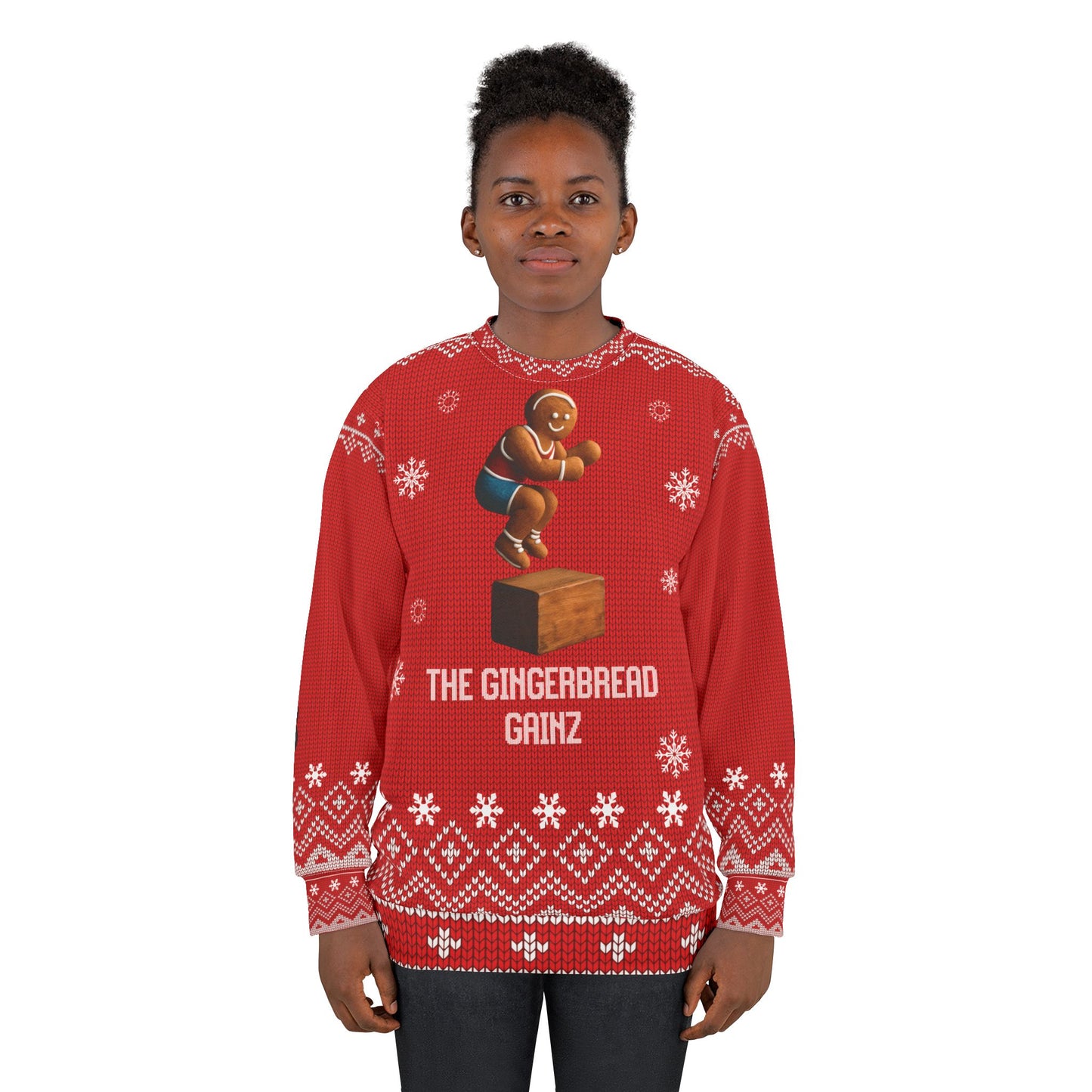 The Gingerbread Gainz Funny CrossFit Ugly Christmas Sweater – Gym Lover Holiday Sweatshirt, Fitness Xmas Gift