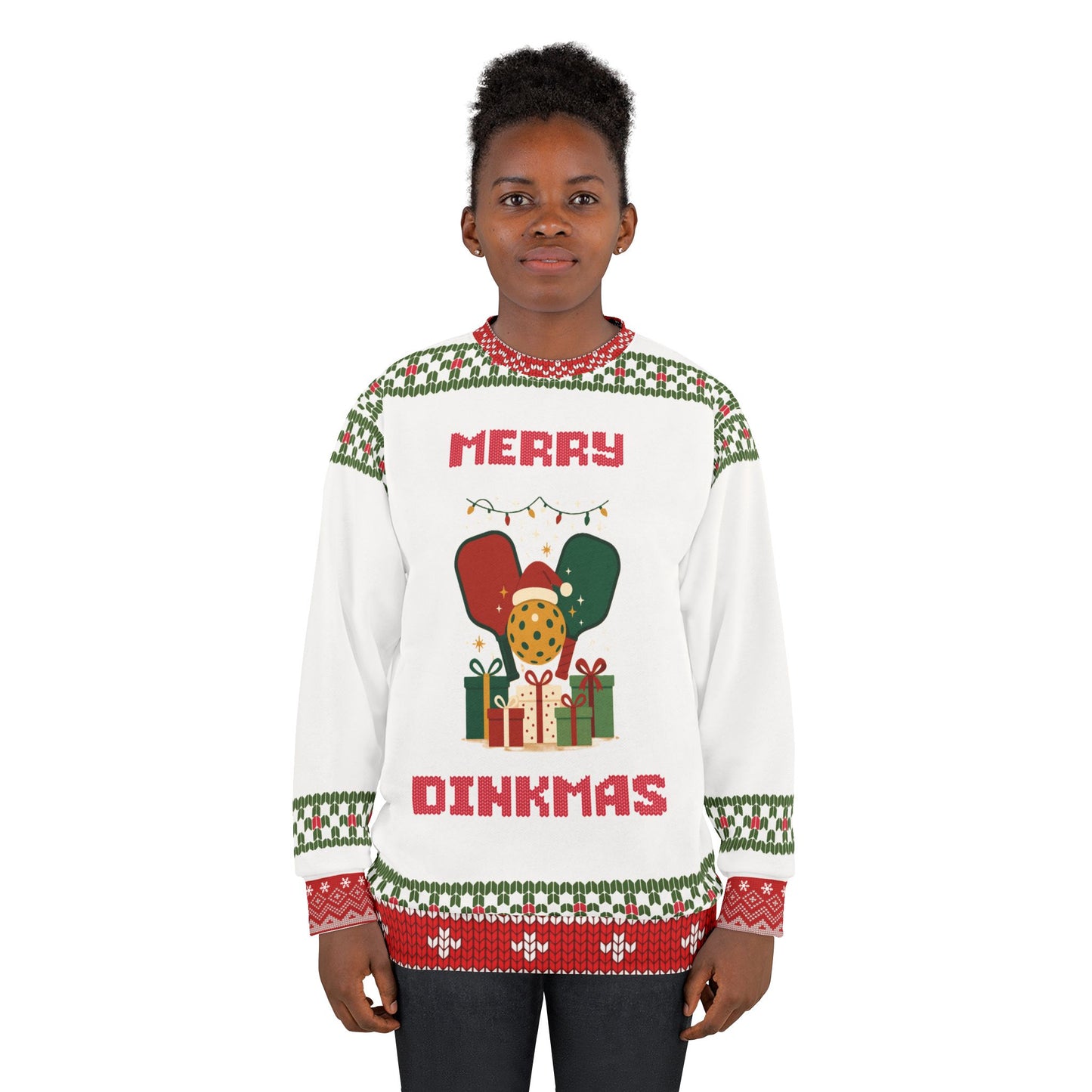 Funny Pickleball Ugly Christmas Sweater | Merry Dinkmas Sweatshirt | Holiday Gift for Pickleball Players & Fans