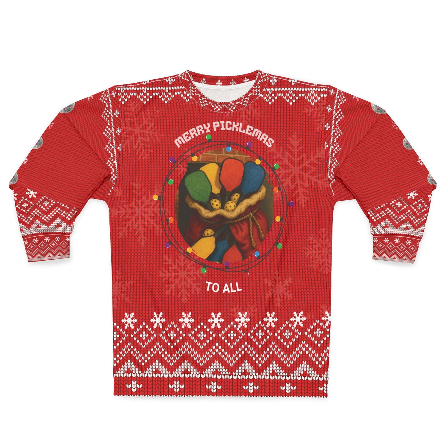Funny Pickleball Ugly Christmas Sweater | Merry Picklemas to All Sweatshirt | Holiday Gift for Pickleball Players & Fans