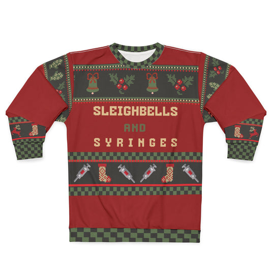UGLY Christmas Sweater -NURSE - Sleighbells and Syringes