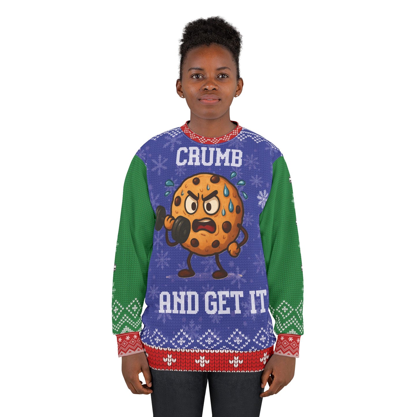 Crumb and Get It Funny CrossFit Ugly Christmas Sweater – Gym Lover Holiday Sweatshirt, Cookie Workout Xmas Gift, Fitness Ugly Sweater for Men & Women