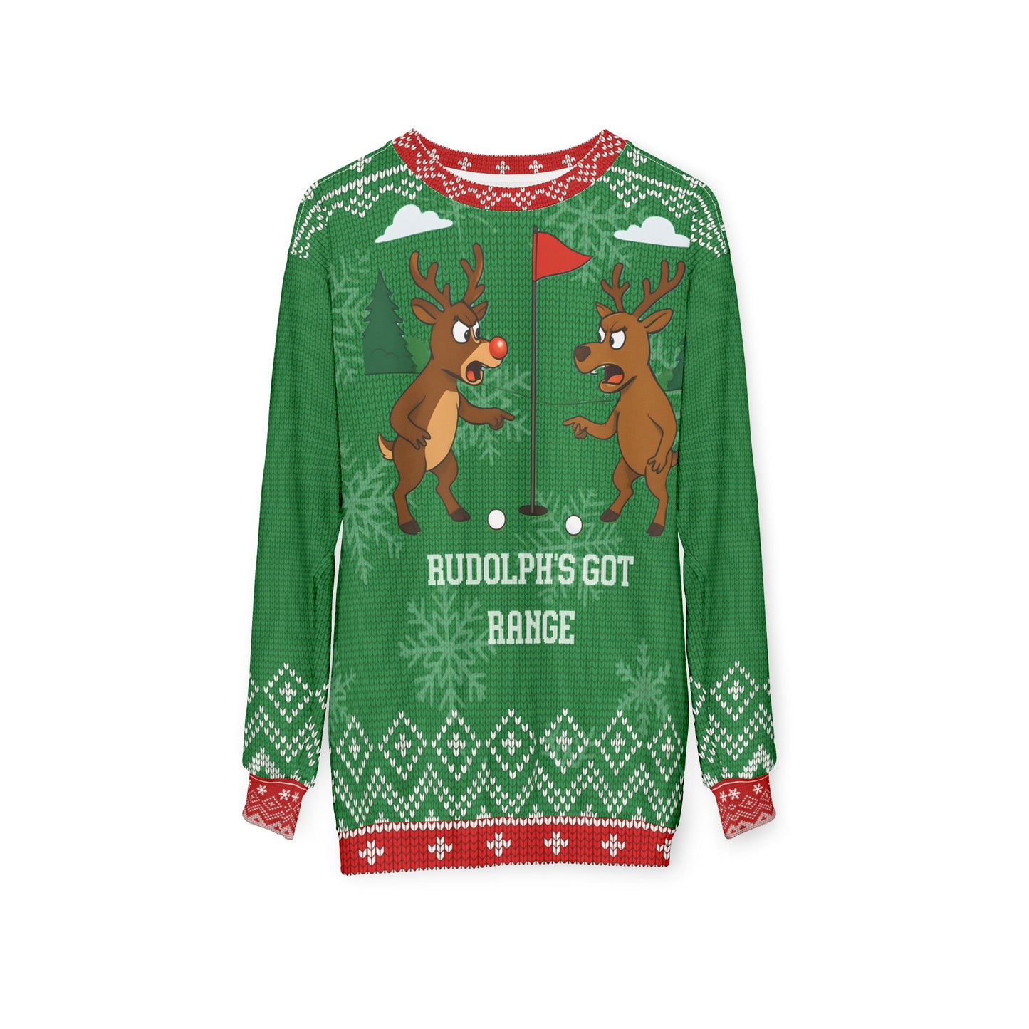 Rudolph’s Got Range Ugly Christmas Sweater – Funny Golf Christmas Sweatshirt | Holiday Sweater for Golfers & Reindeer Lovers | Christmas Gift for Him or Her