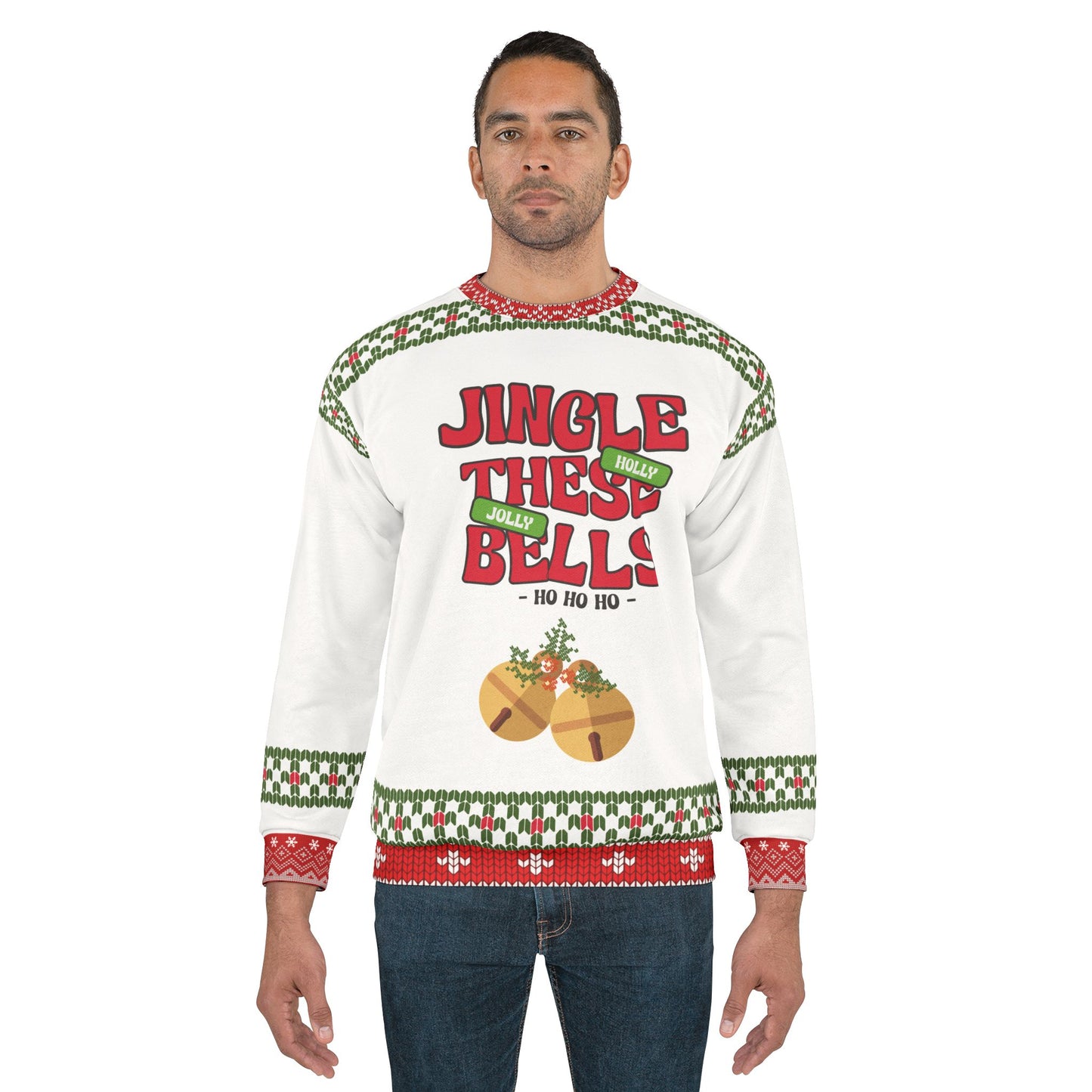 Funny Ugly Christmas Sweater | Jingle These Bells Holly Jolly Sweatshirt | Cute Holiday Sweatshirt | Christmas Party Sweater Gift