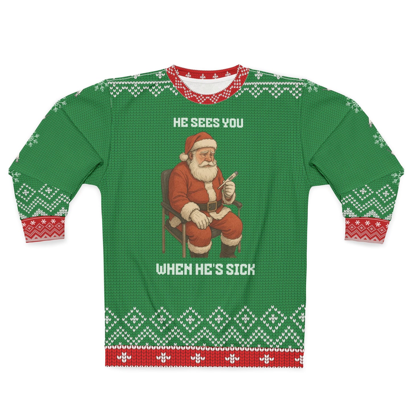 He Sees You When He’s Sick Christmas Sweater | Funny Santa Medical Ugly Xmas Sweater | Nurse Doctor RN CNA Holiday Gift