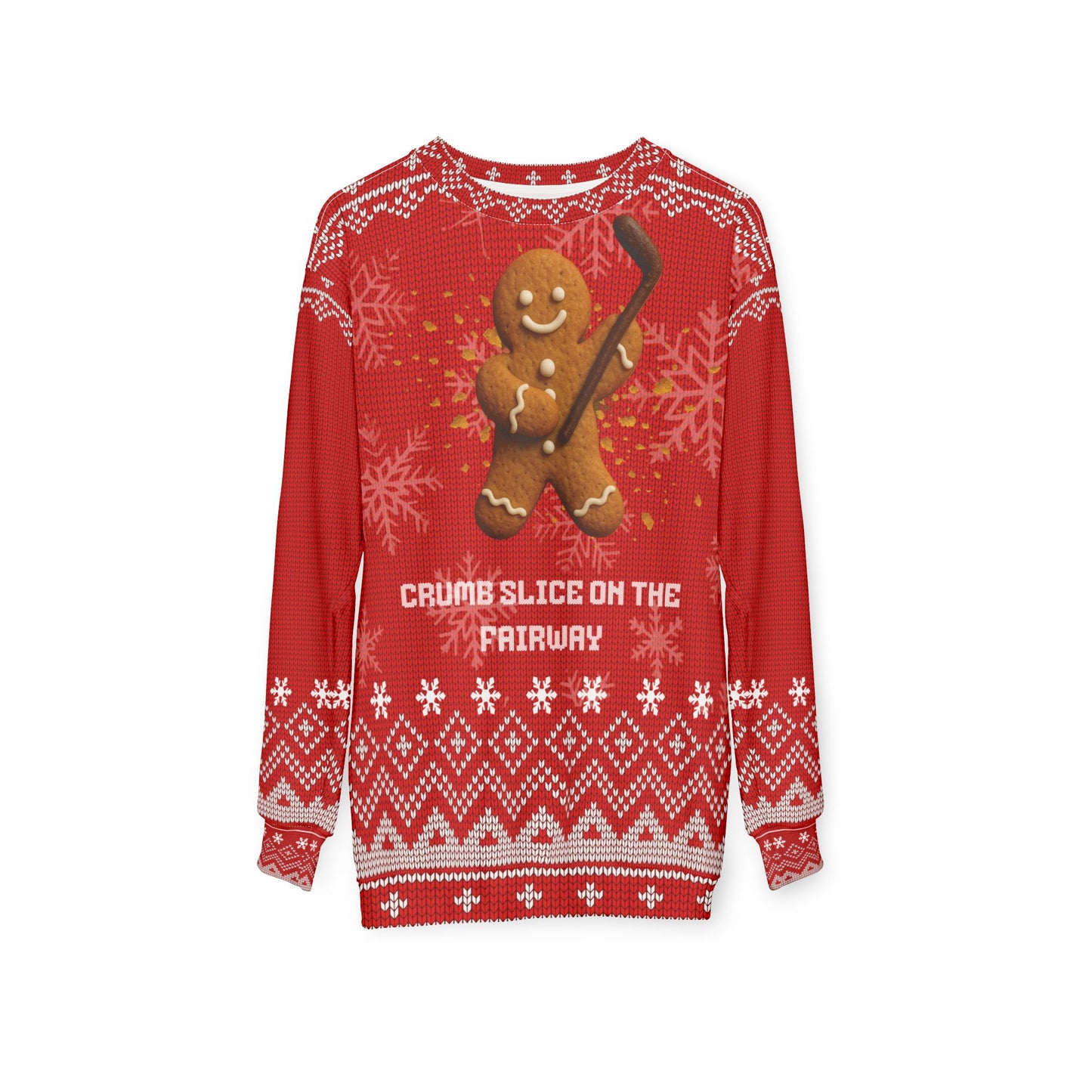 Crumb Slice on the Fairway Ugly Christmas Sweater – Funny Gingerbread Golf Christmas Sweatshirt | Holiday Sweater for Golfers & Christmas Gift for Him or Her