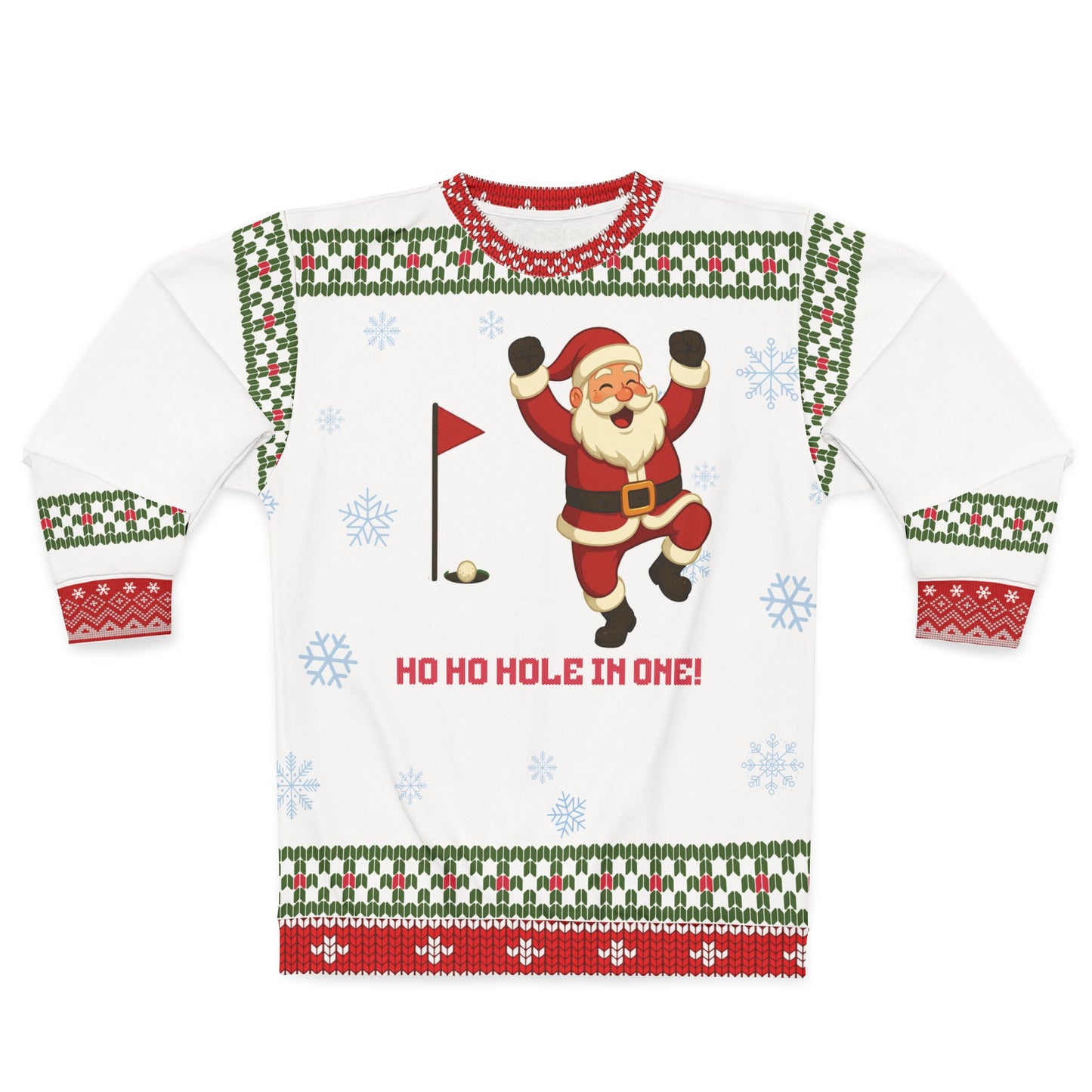 Ho Ho Hole in One Ugly Christmas Sweater – Funny Golf Santa Christmas Sweatshirt | Holiday Sweater for Golfers | Christmas Gift for Him or Her