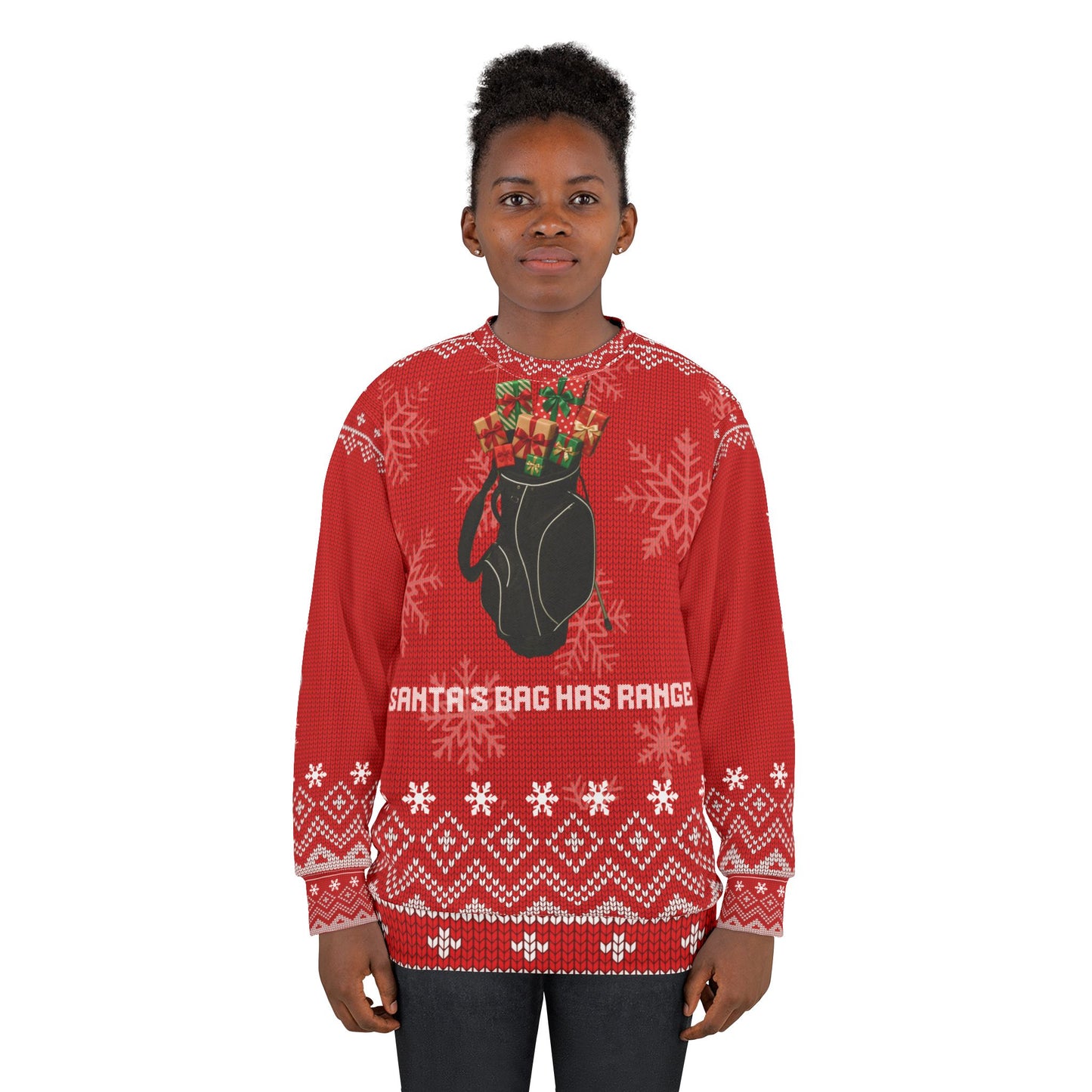 Santa’s Bag Has Range Ugly Christmas Sweater – Funny Golf Christmas Sweatshirt | Holiday Sweater for Golfers, Christmas Gift for Him or Her