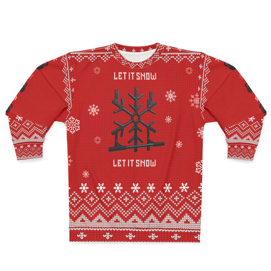 Let It Snow Funny CrossFit Ugly Christmas Sweater – Weight Plate Tree Gym Sweatshirt, Fitness Holiday Gift for Men & Women