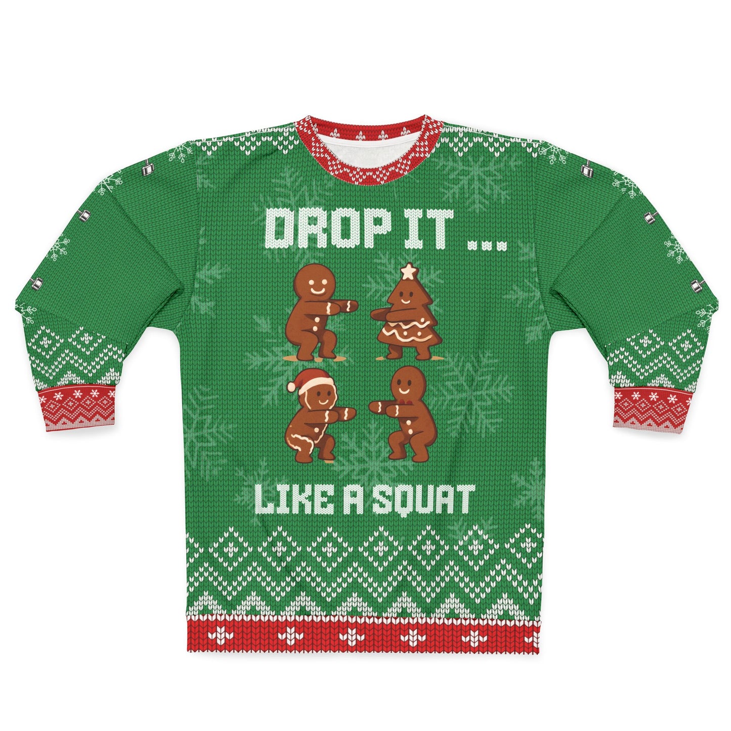 Drop It Like a Squat Funny CrossFit Ugly Christmas Sweater – Gym Lover Holiday Sweatshirt, Fitness Gift for Men & Women, Funny Workout Xmas Jumper**