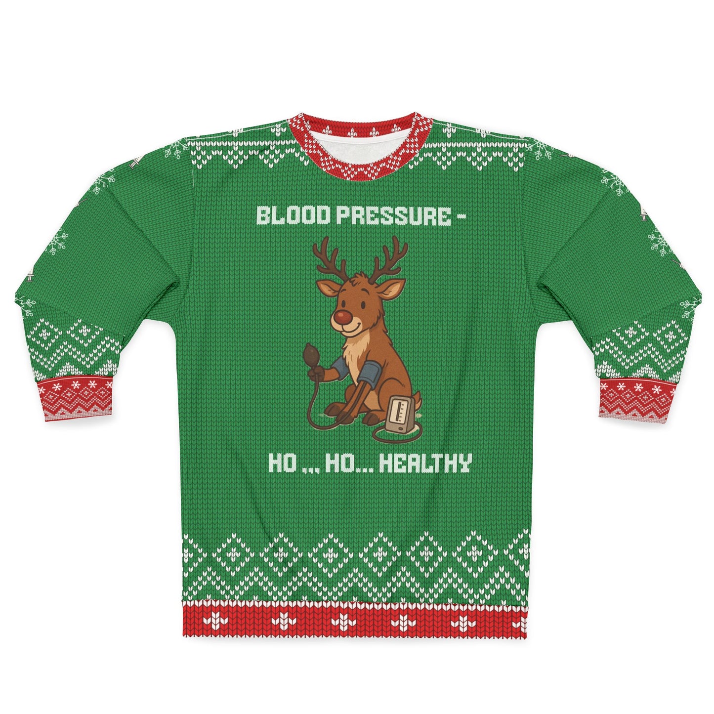 Blood Pressure Ho Ho Healthy Christmas Sweater | Reindeer Nurse Medical Ugly Xmas Sweater | Funny RN LPN CNA Holiday Gift