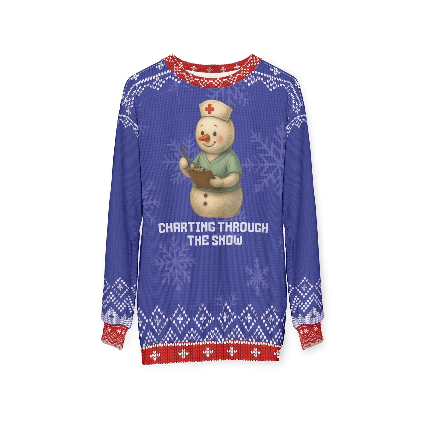 Nurse Christmas Sweater | Charting Through the Snow | Snowman Nurse Ugly Xmas Sweater | Funny RN LPN CNA Holiday Gift | Medical Staff Sweatshirt