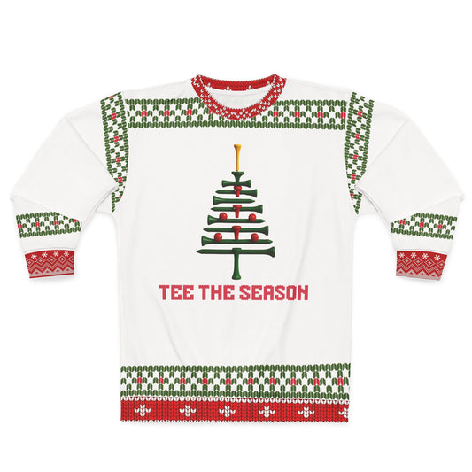 Tee the Season Ugly Christmas Sweater – Funny Golf Christmas Sweatshirt | Holiday Sweater for Golfers or Christmas Gift for Him or Her