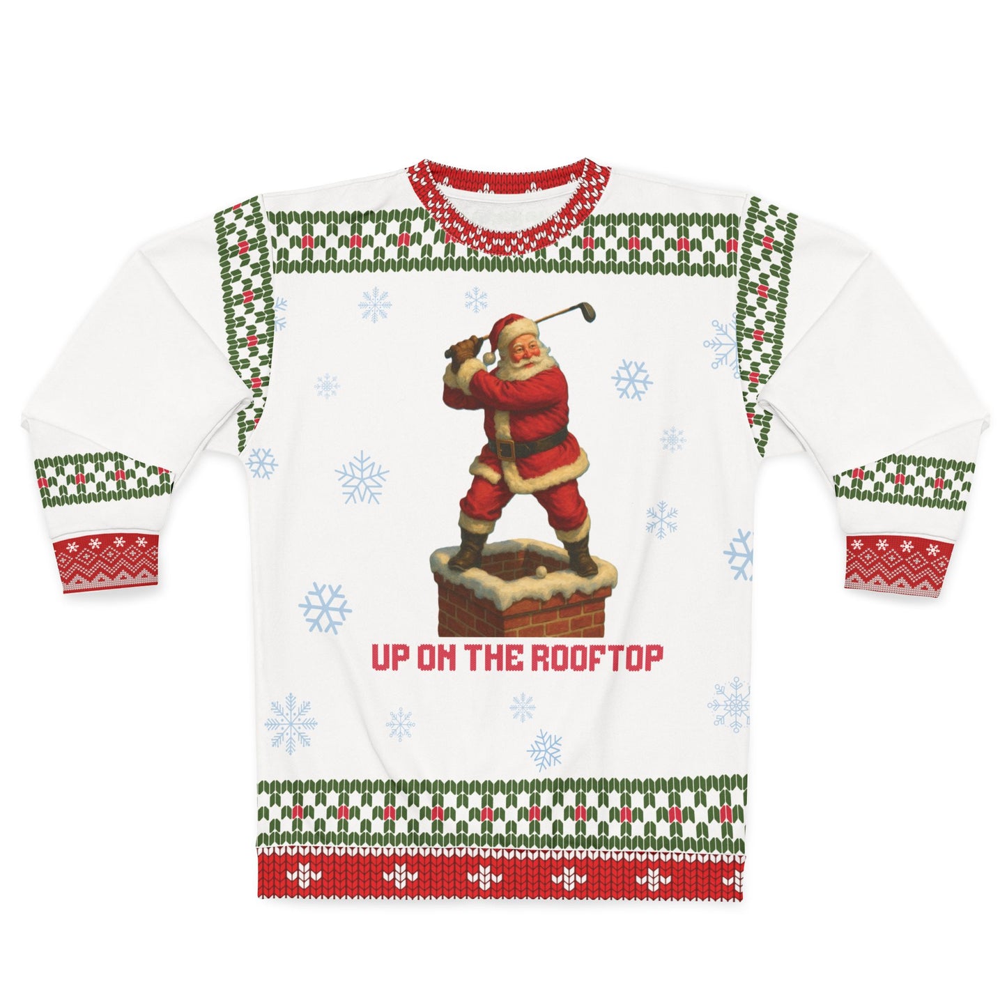 Up on the Rooftop Golf Ugly Christmas Sweater | Funny Santa Golf Sweatshirt | Golf Lover Christmas Gift | Holiday Golf Party Outfit