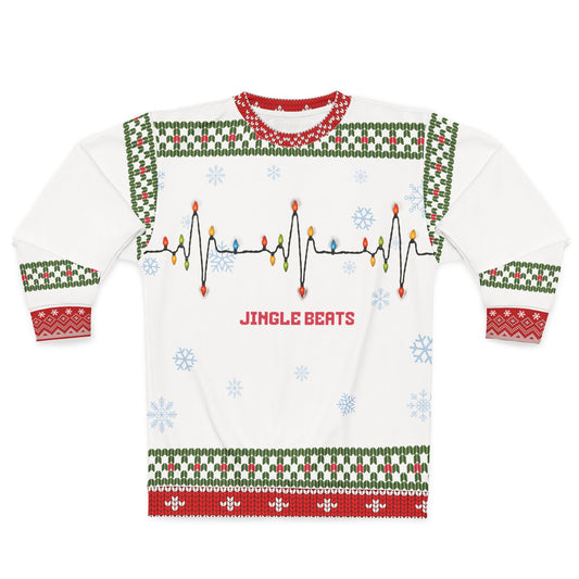 Jingle Beats Nurse Christmas Sweater | EKG Light Strand Medical Ugly Xmas Sweater | Funny RN LPN CNA Holiday Sweatshirt