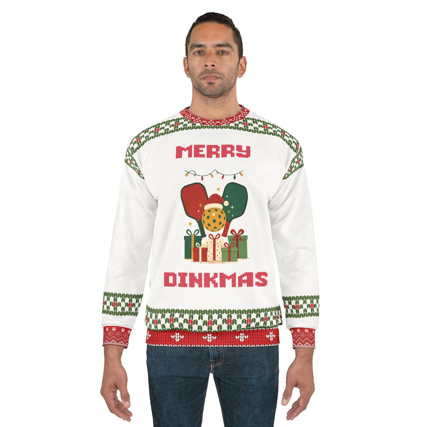 Funny Pickleball Ugly Christmas Sweater | Merry Dinkmas Sweatshirt | Holiday Gift for Pickleball Players & Fans