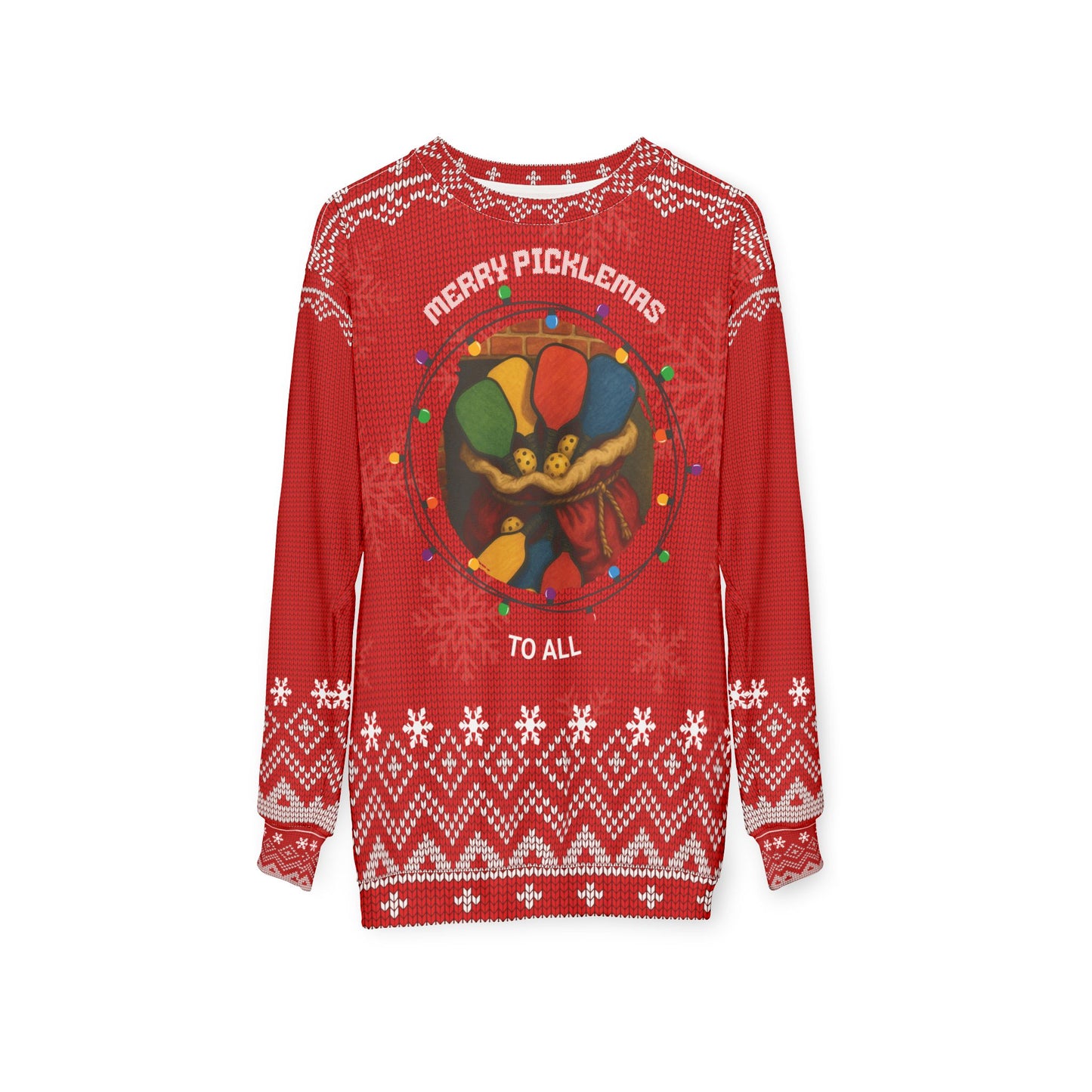 Funny Pickleball Ugly Christmas Sweater | Merry Picklemas to All Sweatshirt | Holiday Gift for Pickleball Players & Fans