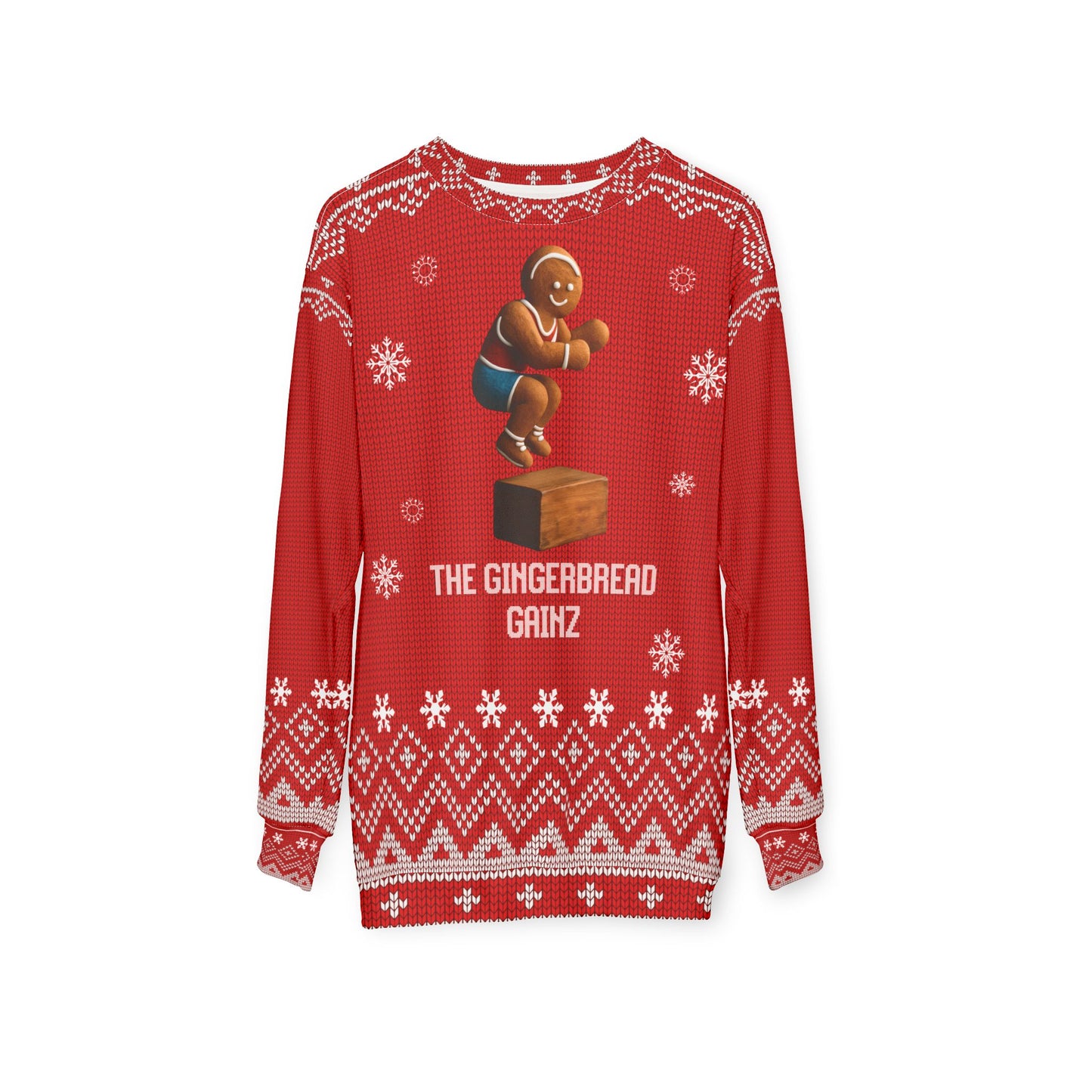 The Gingerbread Gainz Funny CrossFit Ugly Christmas Sweater – Gym Lover Holiday Sweatshirt, Fitness Xmas Gift