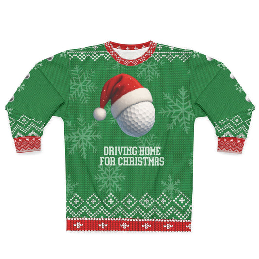 Driving Home for Christmas Ugly Christmas Sweater – Funny Golf Christmas Sweatshirt | Holiday Sweater for Golfers, Christmas Gift for Him or Her
