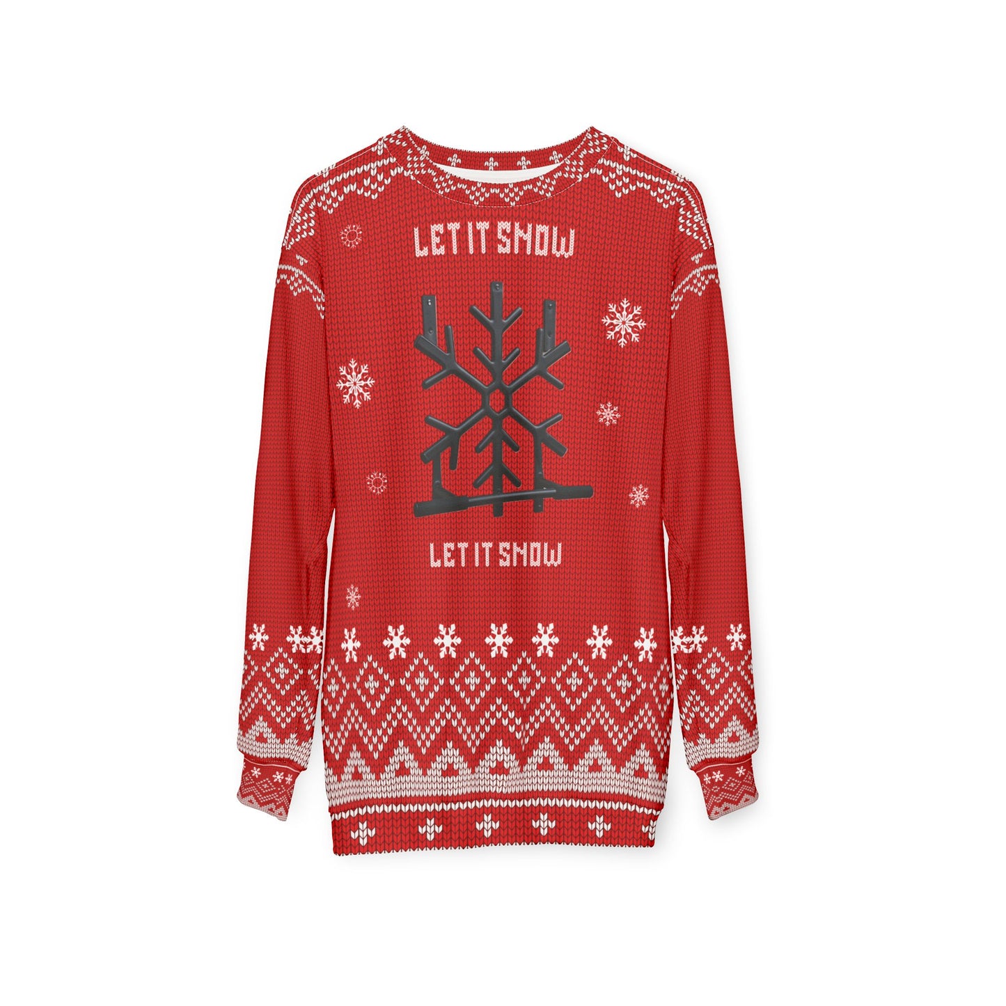 Let It Snow Funny CrossFit Ugly Christmas Sweater – Weight Plate Tree Gym Sweatshirt, Fitness Holiday Gift for Men & Women