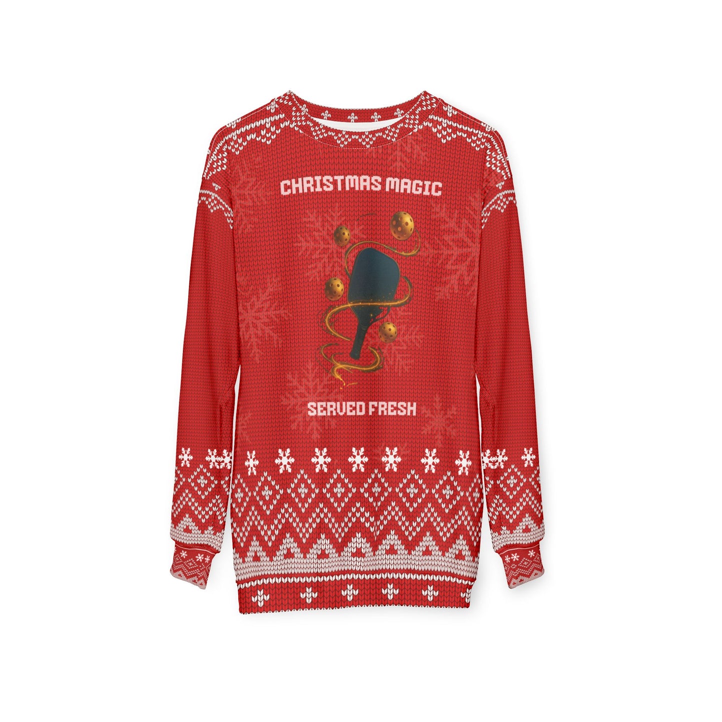 Funny Pickleball Ugly Christmas Sweater | Christmas Magic Served Fresh Sweatshirt | Holiday Gift for Pickleball Players & Fans
