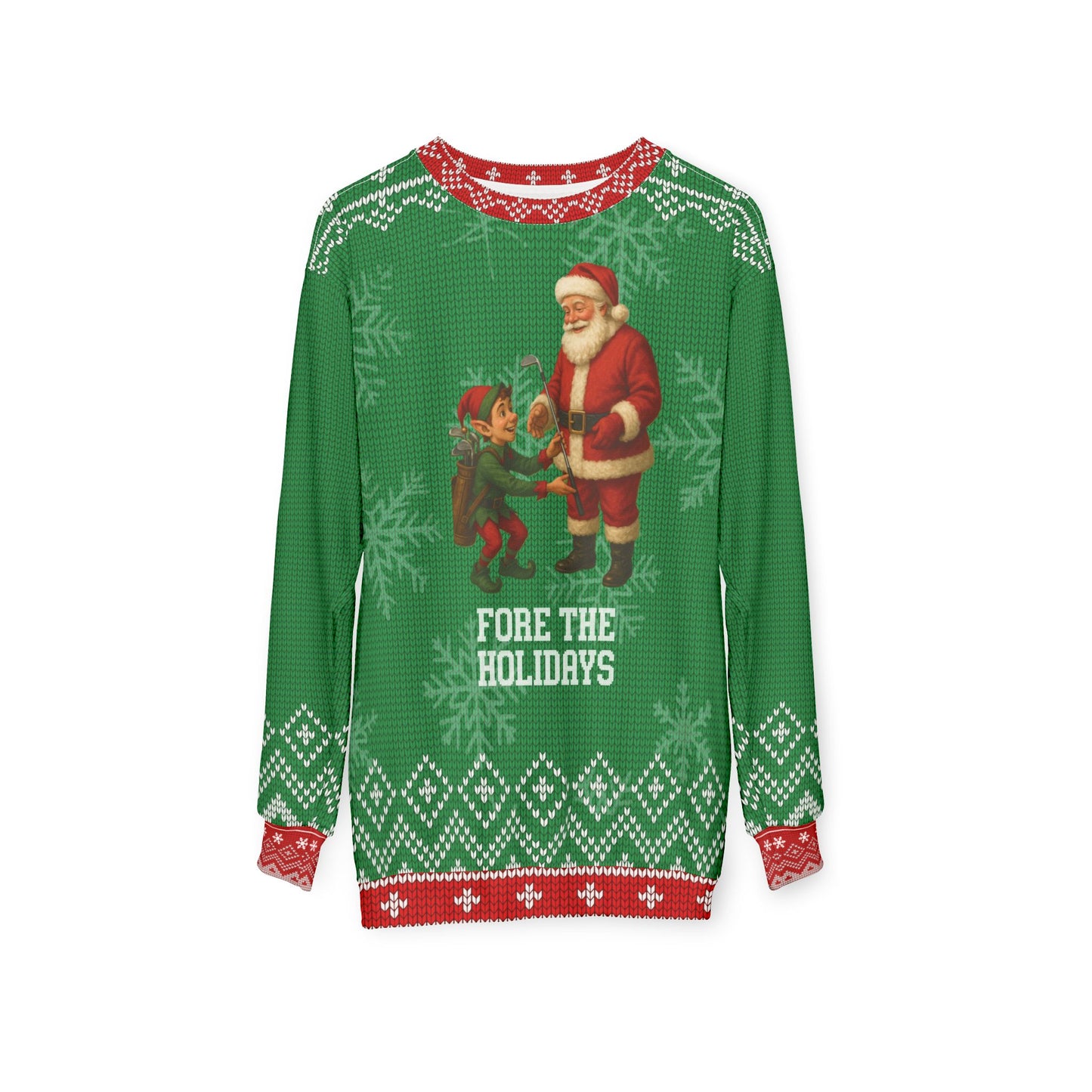 Fore the Holidays Ugly Christmas Sweater – Funny Santa Golf Christmas Sweatshirt | Holiday Sweater for Golfers, Christmas Party Gift for Him or Her