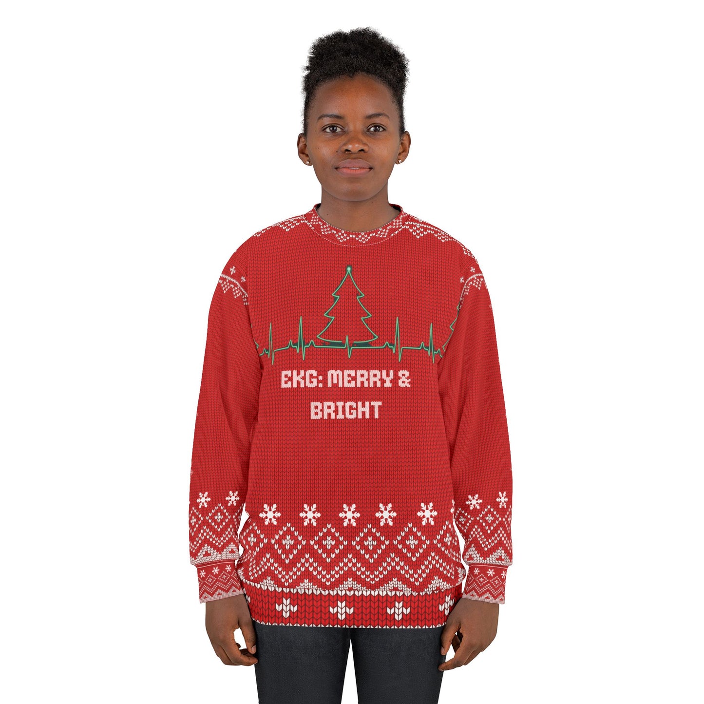EKG Merry & Bright Christmas Sweater | Nurse Medical Ugly Xmas Sweater | Funny RN LPN CNA Holiday Sweatshirt | Cardiology Christmas Gift
