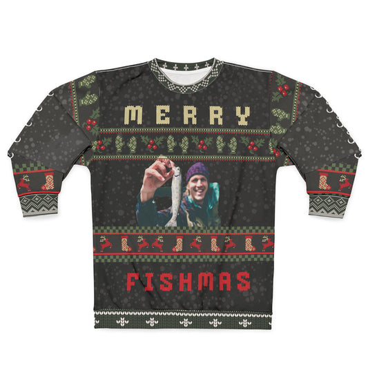 UGLY Christmas Sweater - Merry FISHMAS - Great gift for the Big-Mouthed Fisher in your Life!