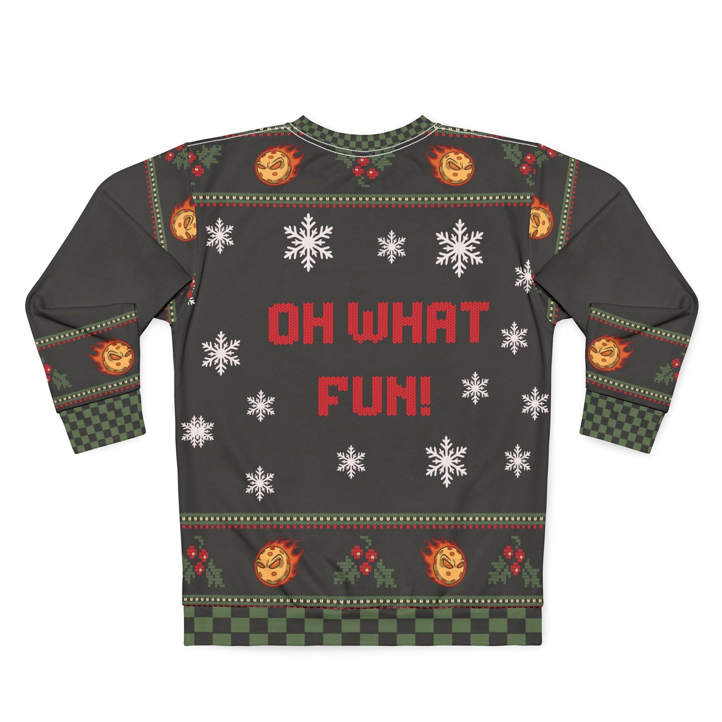 Funny PICKLEBALL Ugly Christmas Sweater | Deck the Halls Deck My Opponents Sweatshirt | Humor Holiday Pullover for Gamers & Tough Guys