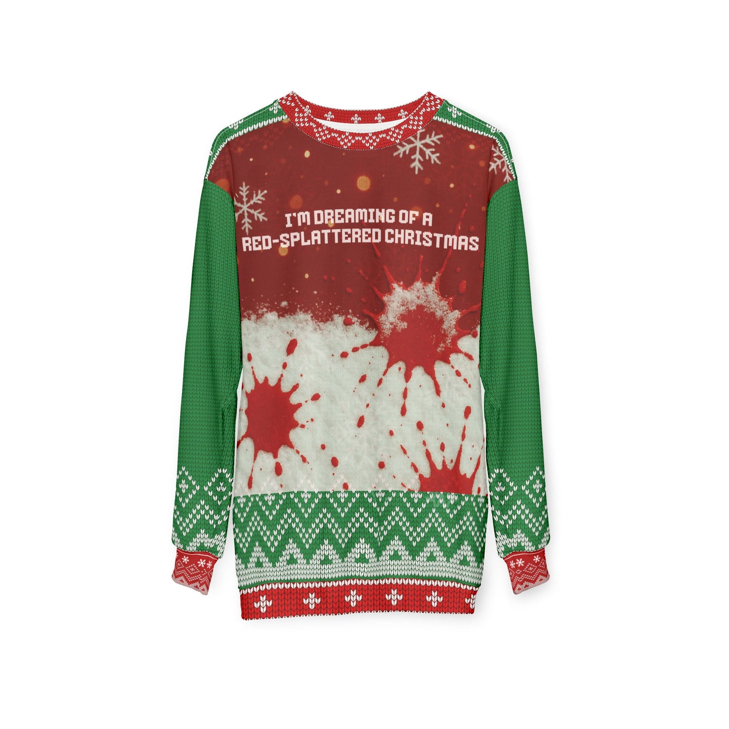Crime Show Christmas Sweater • Red-Splattered Xmas Sweatshirt • Dark Humor Holiday Sweater • True Crime Fan Gift • Funny Winter Top