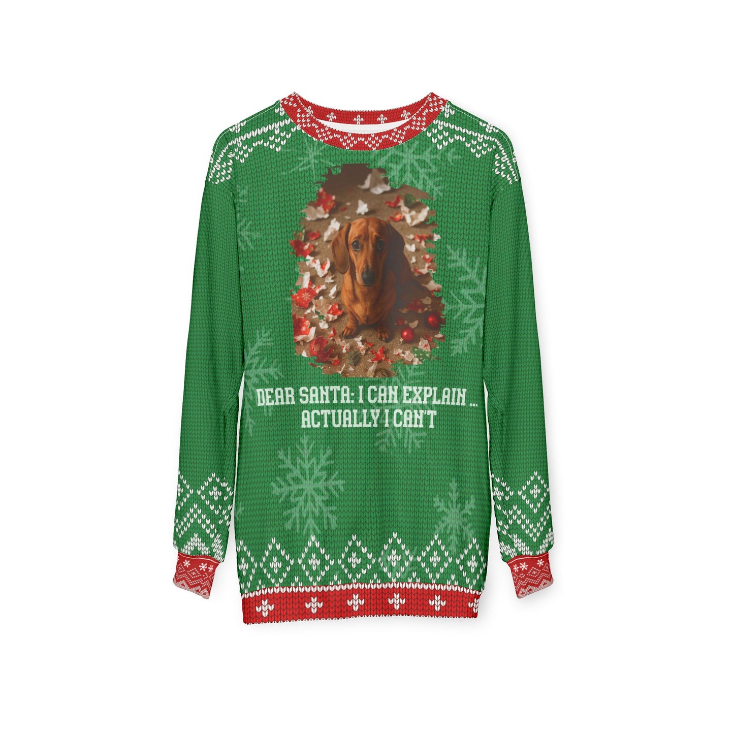Dachshund Christmas Sweater • Funny “Dear Santa I Can’t Explain” Doxie Sweatshirt • Wiener Dog Holiday Sweater • Dog Lover Xmas Gift