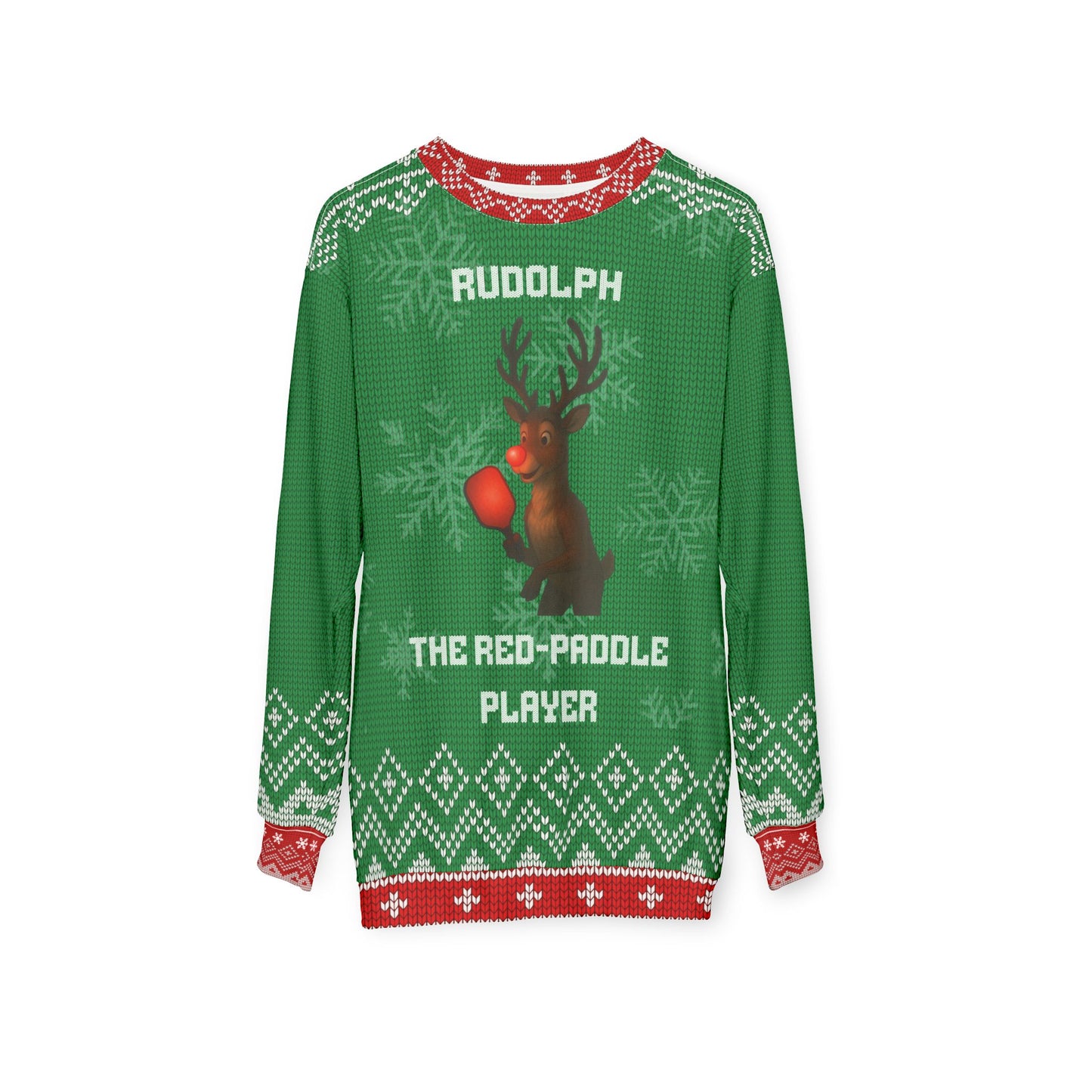 Funny Pickleball Ugly Christmas Sweater | Rudolph the Red-Paddle Player Sweatshirt | Holiday Gift for Pickleball Lovers