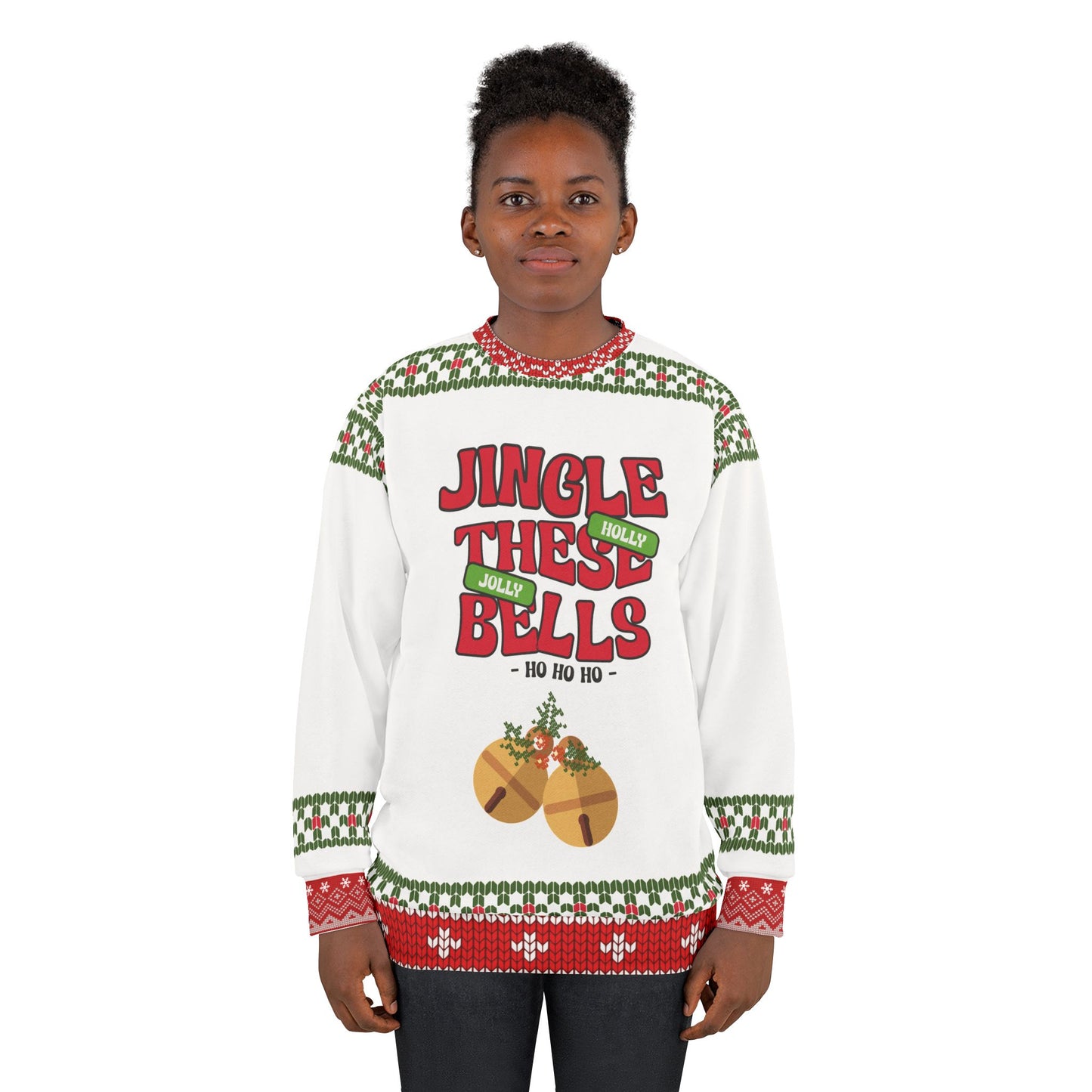 Funny Ugly Christmas Sweater | Jingle These Bells Holly Jolly Sweatshirt | Cute Holiday Sweatshirt | Christmas Party Sweater Gift