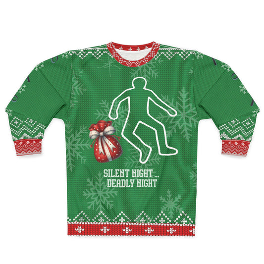 Silent Night Deadly Night Ugly Christmas Sweater – Funny True Crime Christmas Sweatshirt | Crime Scene Holiday Sweater for Murder Mystery Fans