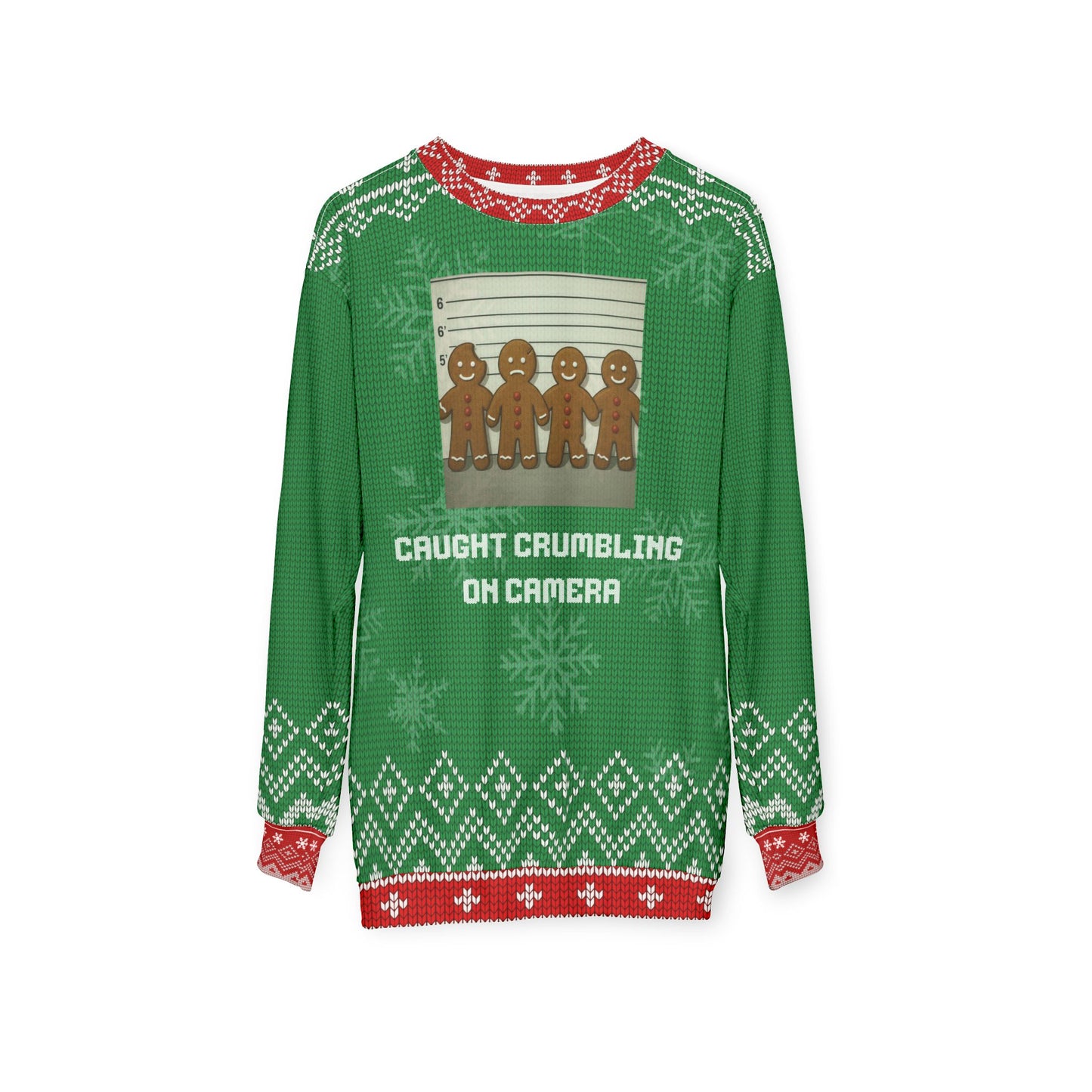 Funny Gingerbread Christmas Sweater – “Caught Crumbling on Camera” Ugly Christmas Sweatshirt | Hilarious Holiday Sweater for Cookie & Christmas Lovers