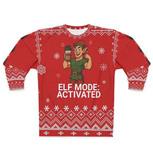 “Elf Mode: Activated” – Funny CrossFit Ugly Christmas Sweater / Sweatshirt