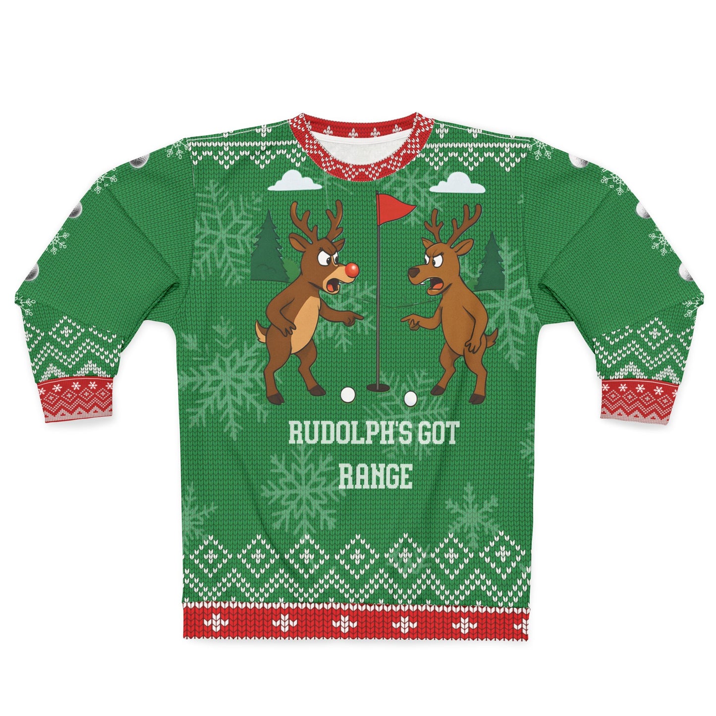 Rudolph’s Got Range Ugly Christmas Sweater – Funny Golf Christmas Sweatshirt | Holiday Sweater for Golfers & Reindeer Lovers | Christmas Gift for Him or Her