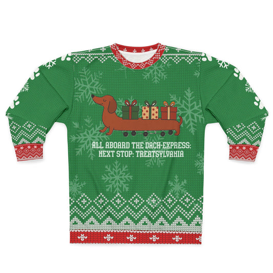Dachshund Christmas Sweater • Dach-Express Funny Doxie Sweatshirt • Wiener Dog Holiday Sweater • Dog Lover Xmas Gift • Treatsylvania Train