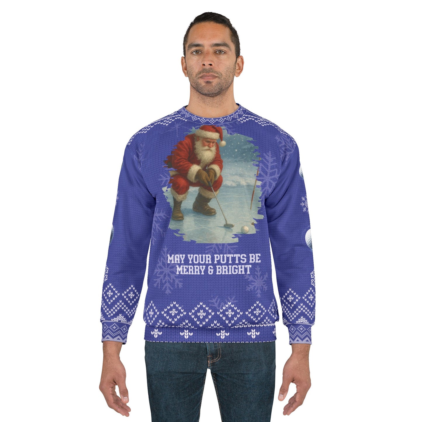 May Your Putts Be Merry & Bright Ugly Christmas Sweater – Funny Golf Christmas Sweatshirt | Holiday Sweater for Golfers & Festive Gift for Him or Her