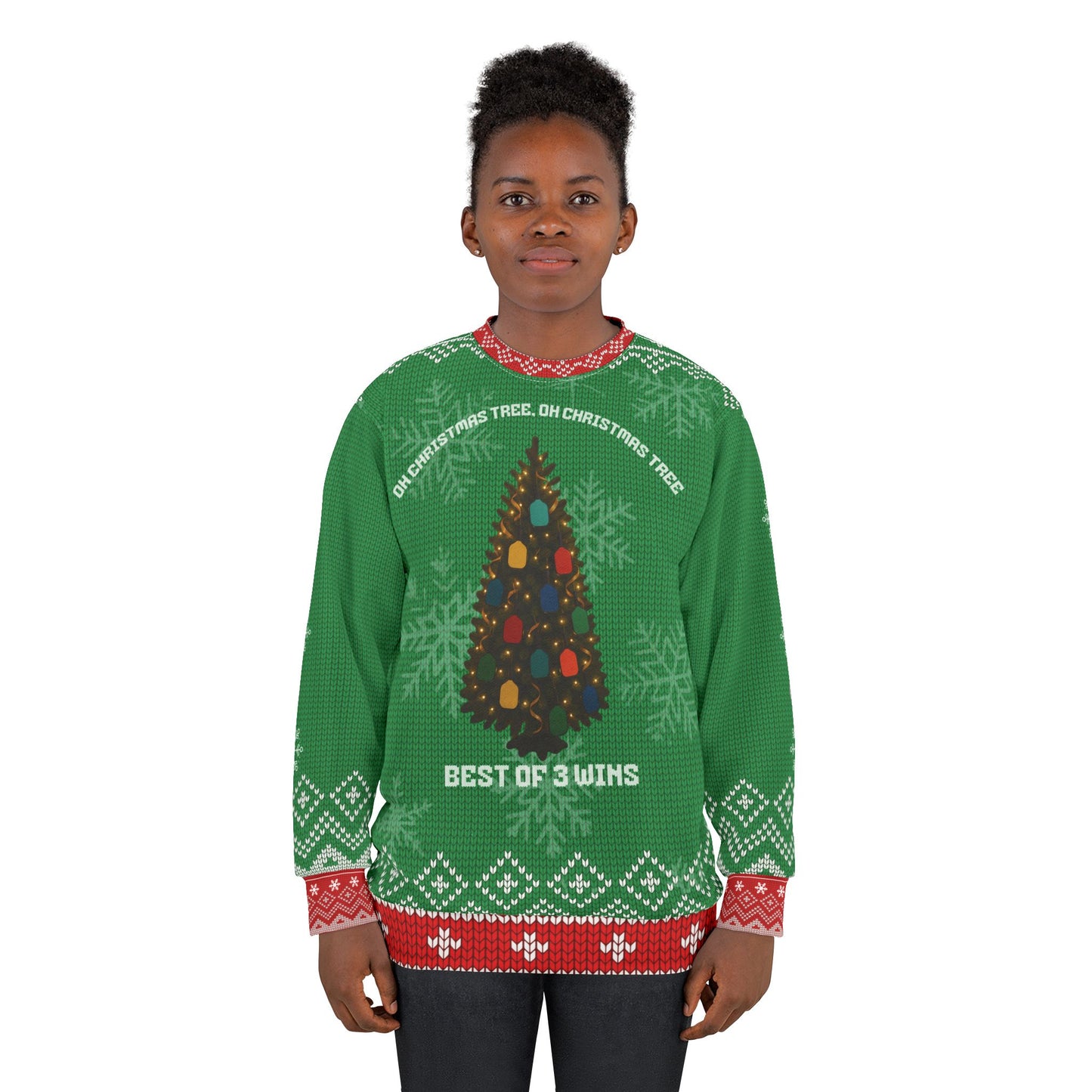 Funny Pickleball Ugly Christmas Sweater | Oh Christmas Tree Pickleball Lights Sweatshirt | Best of 3 Wins Holiday Gift for Pickleball Lovers