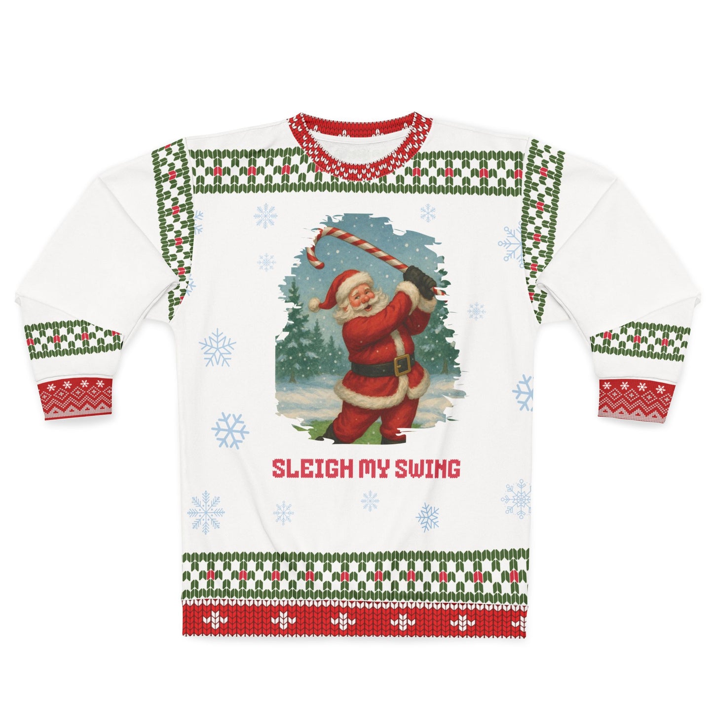 Sleigh My Swing Ugly Christmas Sweater – Funny Santa Golf Christmas Sweatshirt | Holiday Sweater for Golfers & Christmas Party Gift for Him or Her