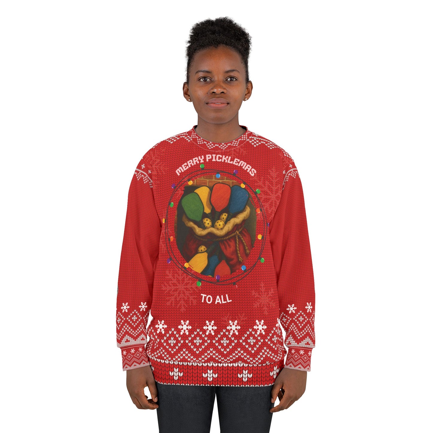 Funny Pickleball Ugly Christmas Sweater | Merry Picklemas to All Sweatshirt | Holiday Gift for Pickleball Players & Fans